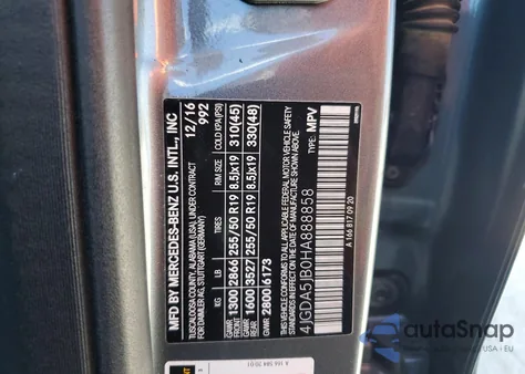 2017 Mercedes-Benz Gle 350 from USA, damaged, VIN 4JGDA5JB0HA888858